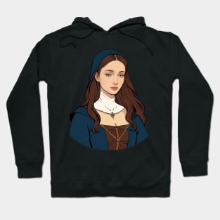 Lady Wearing Medieval-Inspired Fashion Costume Hoodie